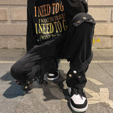 Men Jeans Spring and Autumn Straight Loose Hiphop Bandage Vibe Jeans
